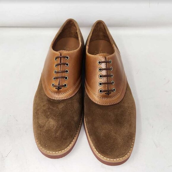 New men\'s 9 J Crew saddle shoes in leather and English suede oxfords Camel Tan main image 10